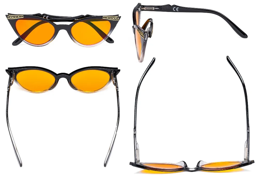 DS914 Eyekepper Ladies Blue Light Blocking Glasses with Orange Filter Lens for Sleeping- Cateye Computer Eyeglasses Women