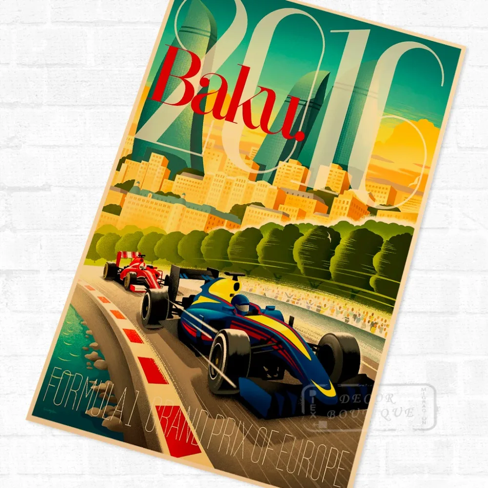 2016 Baku спортивная классическая ретро винтажная Наклейка на стену из крафтовой