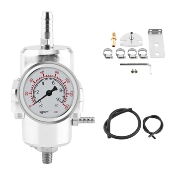

Silver 0-140 PSI Universal Car Fuel Pressure Regulator with Gauge Adjustable Oil Pressure Regulator