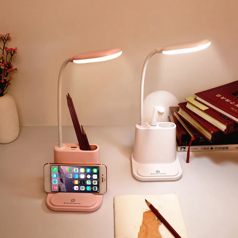 USB настольная лампа перезаряжаемый сенсорный регулируемый светодиодный настольный светильник для детей, для чтения, кабинета, прикроватной кровати, спальни, гостиной