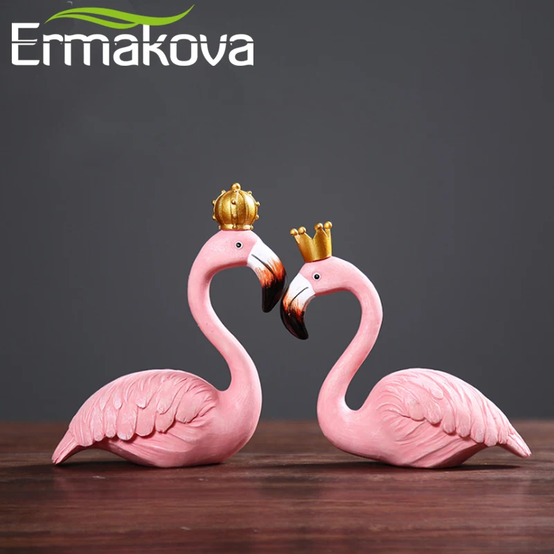 ERMAKOVA 2 шт./пара смолы пара Фламинго фигурка поделка статуя офисном декор