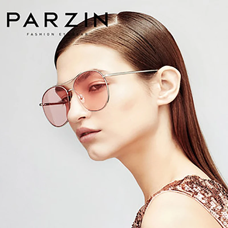 

PARZIN Brand Fashion Colorful Oval Sunglasses For Women Big Alloy Frame Design Coating Sunglasses With Box Eyewear Accessories