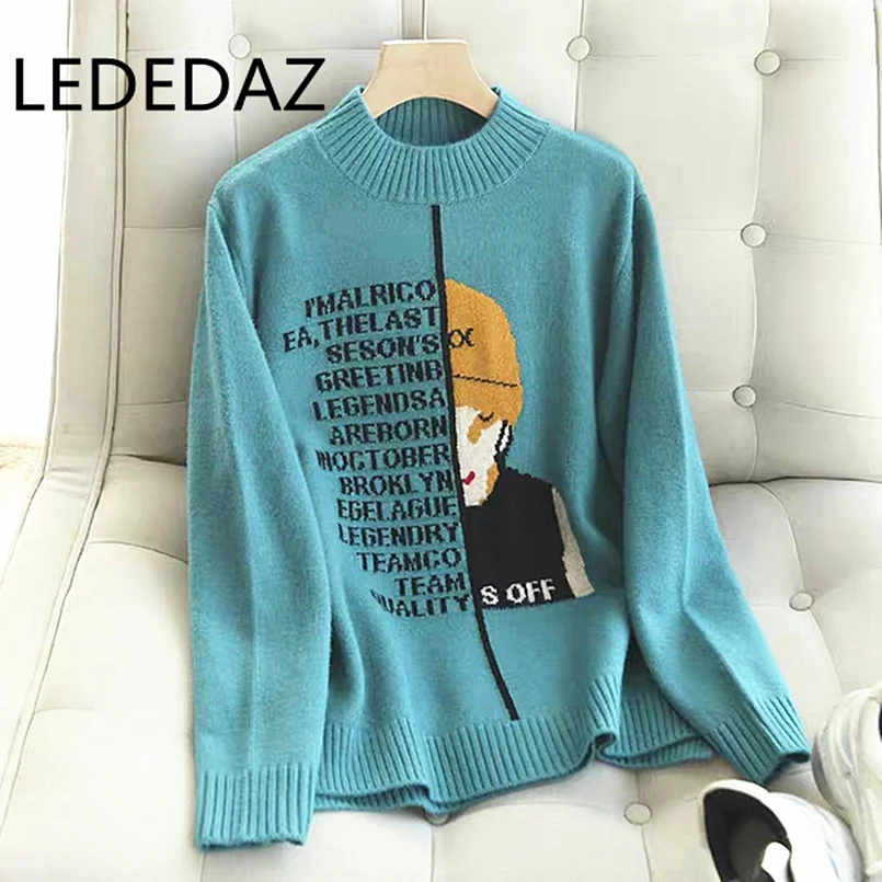 

2019 Fashion Ladies Full Sleeve Pullover Women Turtleneck Cashmere Sweater Thick Knitted Autumn Winter Outerwear Loose Jumper