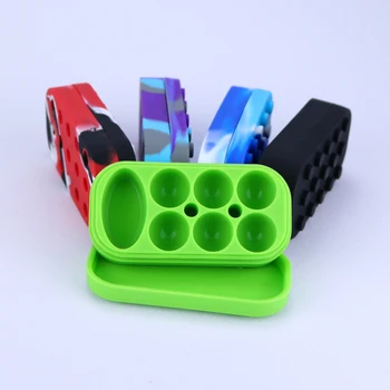 

4ML*6+10ML*1 All in one Silicone Jar Dry Herb Vaporizer Wax Box Unbreakable For Oil Wax Dab Cream Dab Tool
