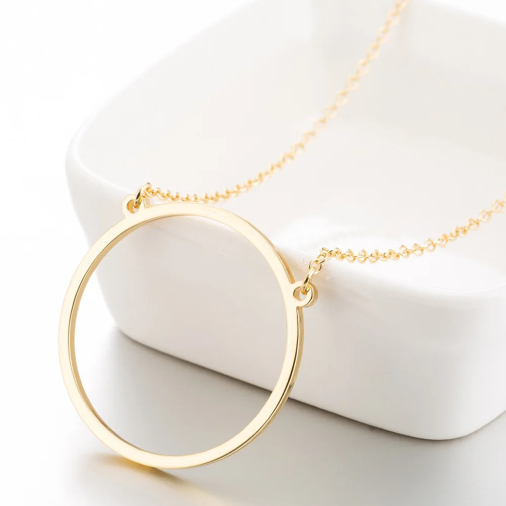 

Wholesale Fashion Simple Circle Stainless Steel Necklace For Women Gold Silver Color Round Pendant Necklace Custom Jewelry
