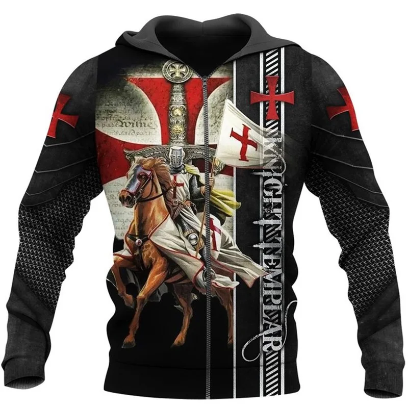 2020 New Fashion Men hoodies Knights Templar 3D Print hooded Sweatshirt Unisex Casual Street costume sudadera hombre KT-254