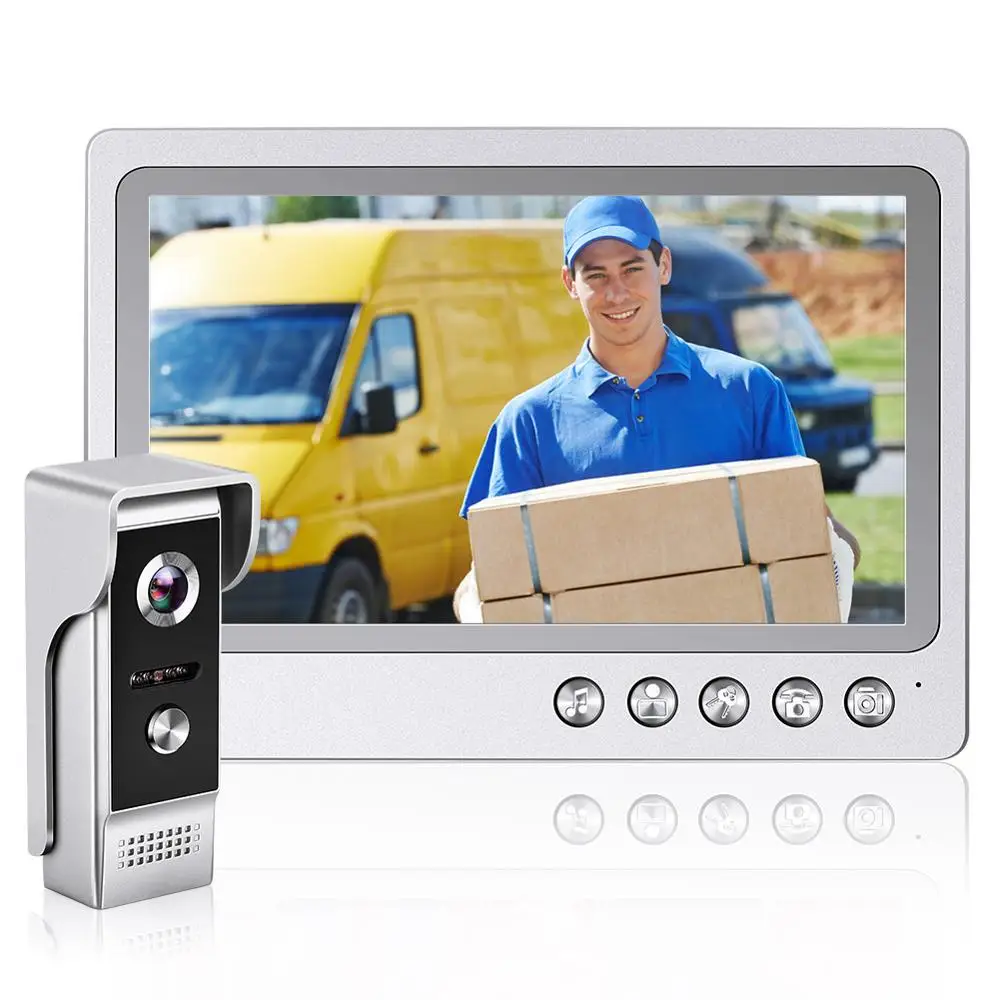 

Video Doorbell Wired Intercom Door Bell 9" LCD Monitor Night Vision Digital Camera For Door Two-way Voice Unlock Electric Lock