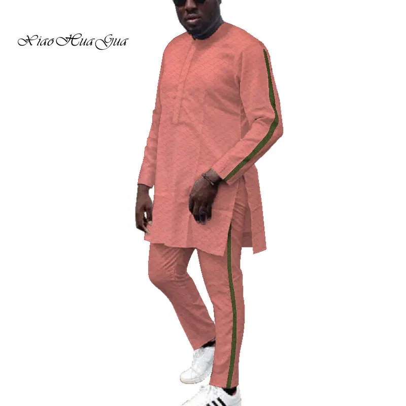 Дашики мужская одежда в африканском стиле рубашки и брюки комплект из 2 предметов большого размера в африканском стиле хлопковая одежда с длинными рукавами и круглым вырезом WYN687 - Цвет: 5