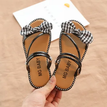 

Girls sandals 2020 summer new non-slip children's casual beach shoes sweet flat princess slippers bow girls sandals