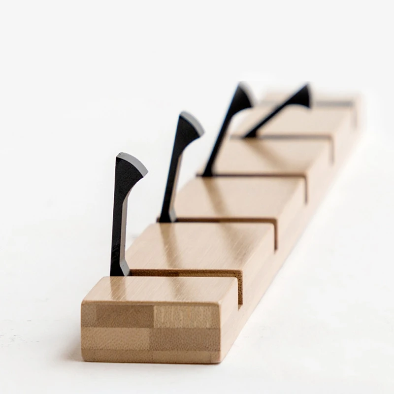 Decorative Wooden Crochet Hooks Solid Wood Key Wall Hook Bathroom Wall Hanger With 2/3/4 Hook For Kitchen Living Room