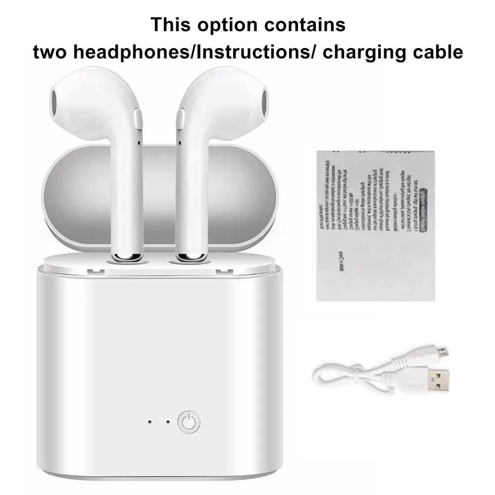 Two Headphones White I7s TWS беспроводные Bluetooth наушники портативные с зарядной коробкой спортивные наушники для всех смартфонов невидимая беспроводная гарнитура - Цвет: Two Headphones White