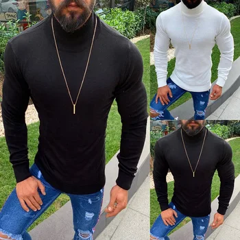 

SHUJIN 2019 Fashion Brand Turtlenenck Sweater Mens Pullovers Slim Fit Knitted Jumpers Woole Warm Korean Style Casual Sweater