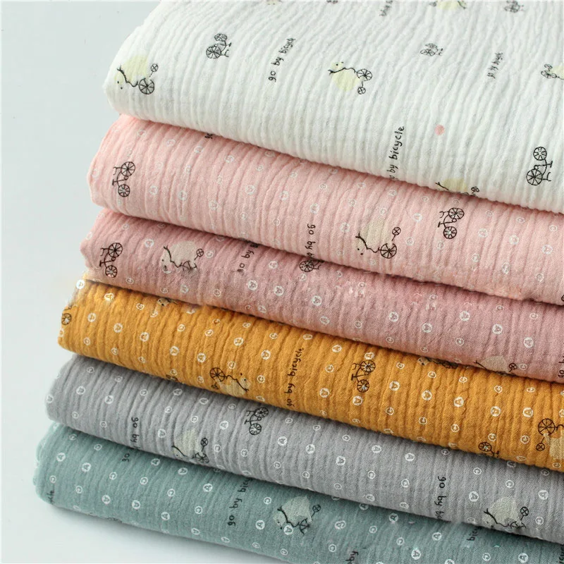 

Printed Cotton Crepe Fabric Breathable Pure Cotton Double Gauze Fabric For Patchwork DIY Sewing Textile Pajamas Bedding For Baby