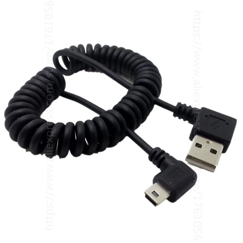 USB Мужской 90 градусов мини USB правый растягивающийся пружинный кабель для мобильного жесткого диска и навигации мобильного