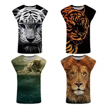 Kyku Европа и Америка мужская одежда Летний Тигр 3D жилет цифровой печати Спортивная Фитнес без рукавов Футболка напрямую от производителя