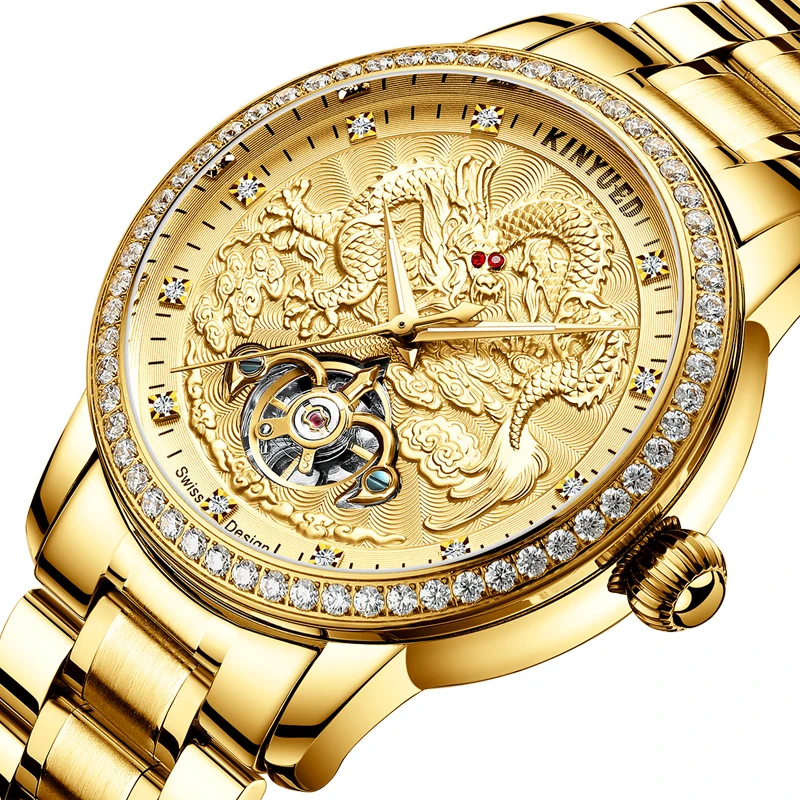 Механические часы dragon gold мужские автоматические деловые водонепроницаемые