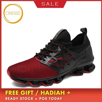 

CINESSD New Blade Running Shoes Breathable Air Mesh Cushioning Sneakers Outdoor Non-Slip Lace-Up Athietic Sports Shoes For Men