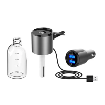 

12V Auto Perfume Clip Purifier Aroma Aromatherapy Diffuser Car Air Humidifier Air Freshener 2USB Fast Charge Cigarette Lighter