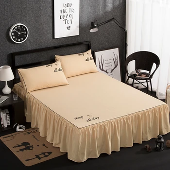 

Bed Skirt Bedcover Solid Color Fitted Sheet Cover Bedspread Bedroom Home Textile Skirt Cubrecama Single Full Queen Bedspread