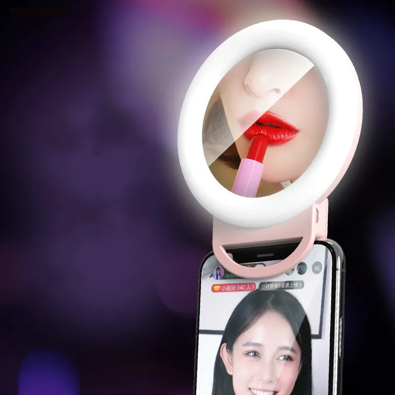 

DROCLIE New Mobile Phone Ring Light Live Fill Light Mirror Mini Clip Mobile Phone Beauty Whitening Mobile Phone Universal