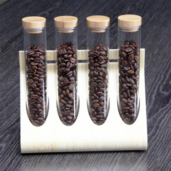 

4pcs Coffee Beans Display Rack Beans Tea Practical Clear Sealed Storage Tube Glass Bottle Glass Bottle for Bar Shop