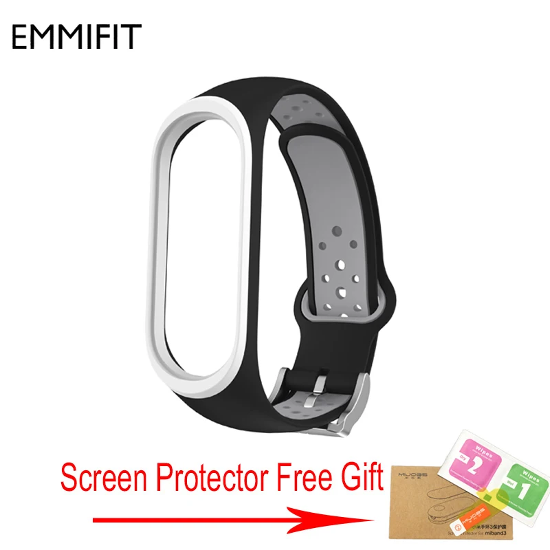 Black gray Mi Band 3 ремешок на запястье для Xiaomi mi band 3 силиконовый Miband 3 Аксессуары Красочные pulsera correa Mi 3 замена - Цвет: Black gray