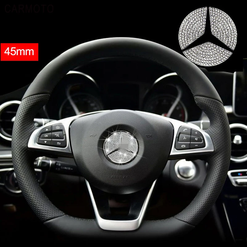 GLA ML E TopDall Steering Wheel Unique Crystal Badge Emblem Overlay Decal Decoration Cover Sticker Trim for Mercedes-Benz A CLA GLC,GLK Class B,C GLE GL S 