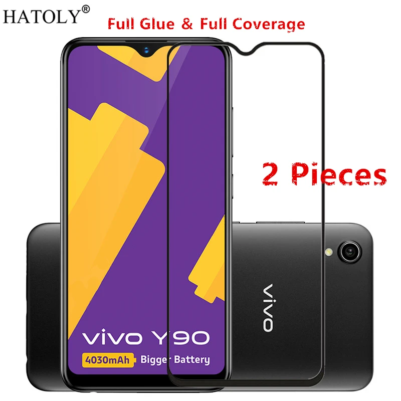

2Pcs Vivo Y90 Glass Tempered Glass for Vivo Y90 Film 9H Full Glue Cover Hard Screen Protector Protective Glass for Vivo Y90