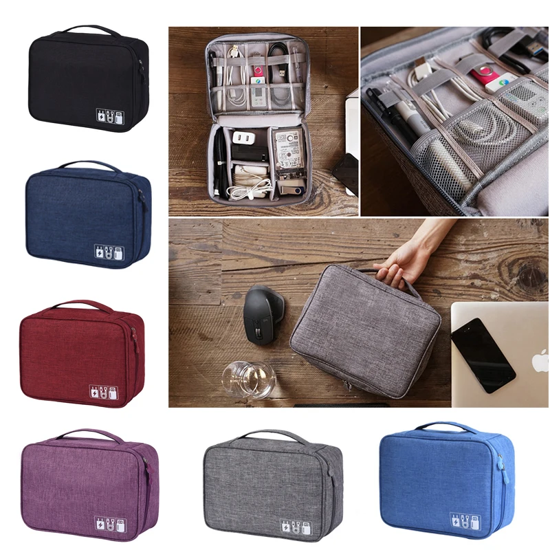 Portable Travel Cable Bag Digital USB Gadget Organizer Charger Wires Cosmetic Zipper Storage Pouch Bag Case Accessories