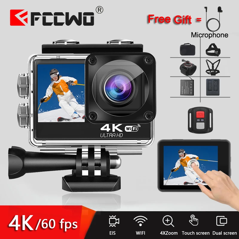 action camera brands H11 Action Camera 4K 60FPS 20MP 2.0 Touch LCD EIS Dual Screen WiFi Waterproof Remote Control 4X Zoom Helmet Sports Came action camera as webcam