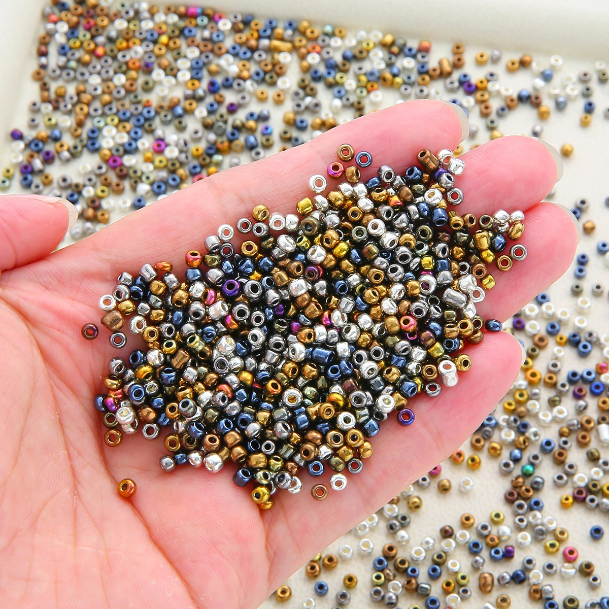 2 3 4mm Round Glass Metal Beads for DIY Apparel Sewing