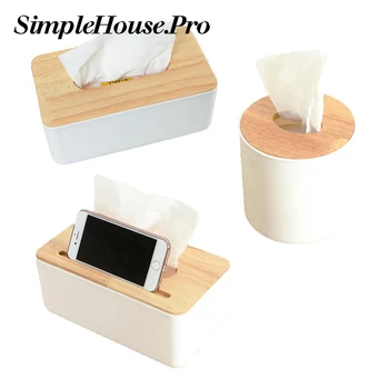 

Plastic Tissue Box New Brand Modern Wooden Cover Paper with Oak Home Car Napkins Holder Case Home Organizer Decoration Tools