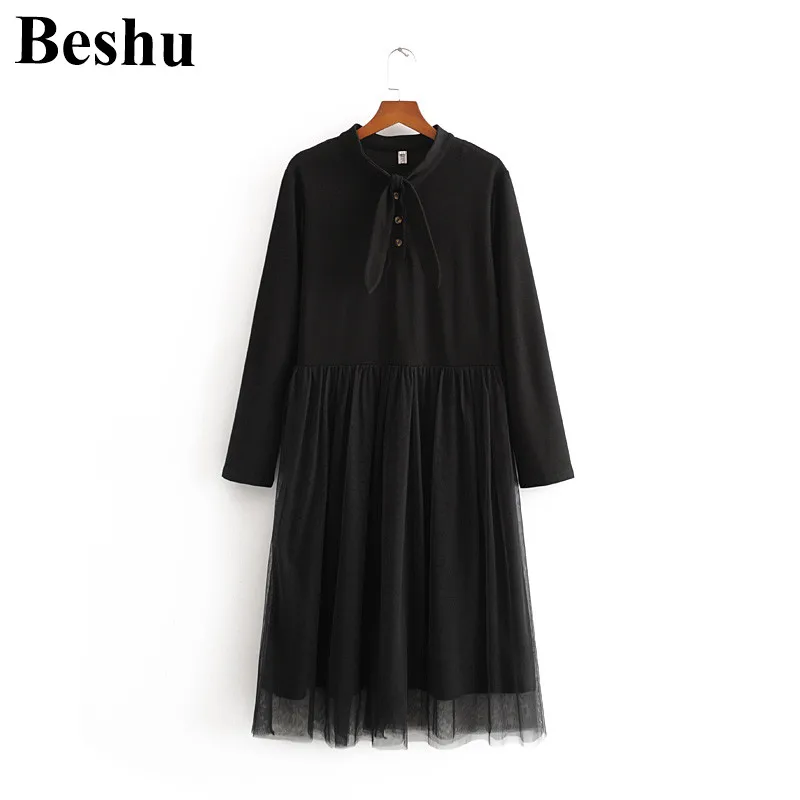 

za 2020 fashion midi dress women black rabbit fur rib mesh patchwork bow collar dress female draped side zipper elegant mujer