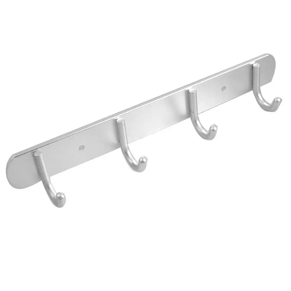cheap Metal Wall rack wall mount Hooks Coat wall Laundry Products 4 hook hanger Silver Hat Clothes Fashion