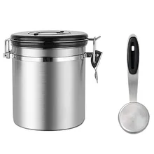 Контейнер для кофейных зерен, вакуумный, кухонный, для хранения, из нержавеющей стали, герметичный, может регулироваться по времени, набор, домашний, портативный, с переключателем выхлопа