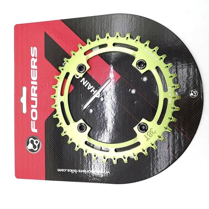 38T Green FOURIERS CR-DX003-AH MTB велосипедная цепь BCD 104 мм велосипедная цепь колеса алюминиевый сплав шатун со звездами для велосипеда запчасти 30-38T - Цвет: 38T Green