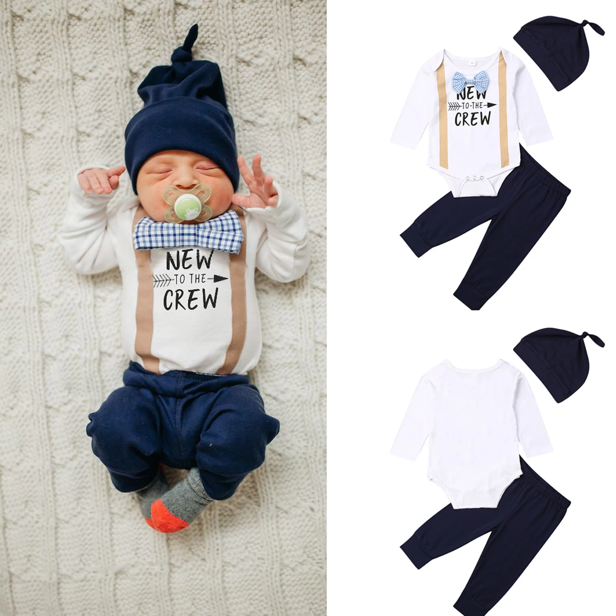 Одежда для новорожденных мальчиков из 3 предметов, Kds новые хлопковые комбинезоны леггинсы+ шапка, комплект одежды, осенняя одежда