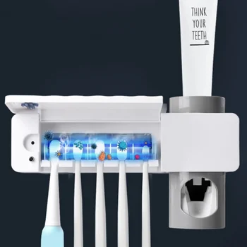 

New Automatic Toothpaste Dispenser Wall Mounted bathroom Electric UV Toothbrush Holder with 5 Toothbrush Sterilizer Slots