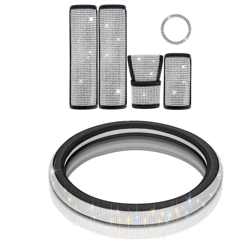 Bling Bling Rhinestones Crystal Car Steering Wheel Cover Auto Accessories kits Car Styling for girls
