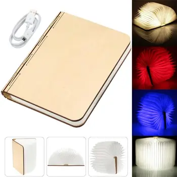 

Wooden Foldable LED Book Lamp USB Rechargeable Multi-Color_Light Decoration