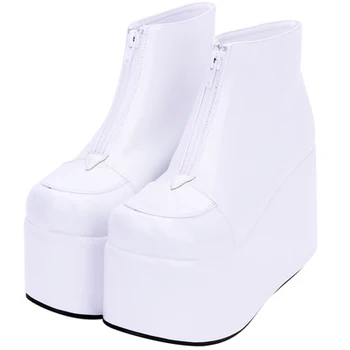 

New ankle boots with muffin top zipper 10cm harajuku