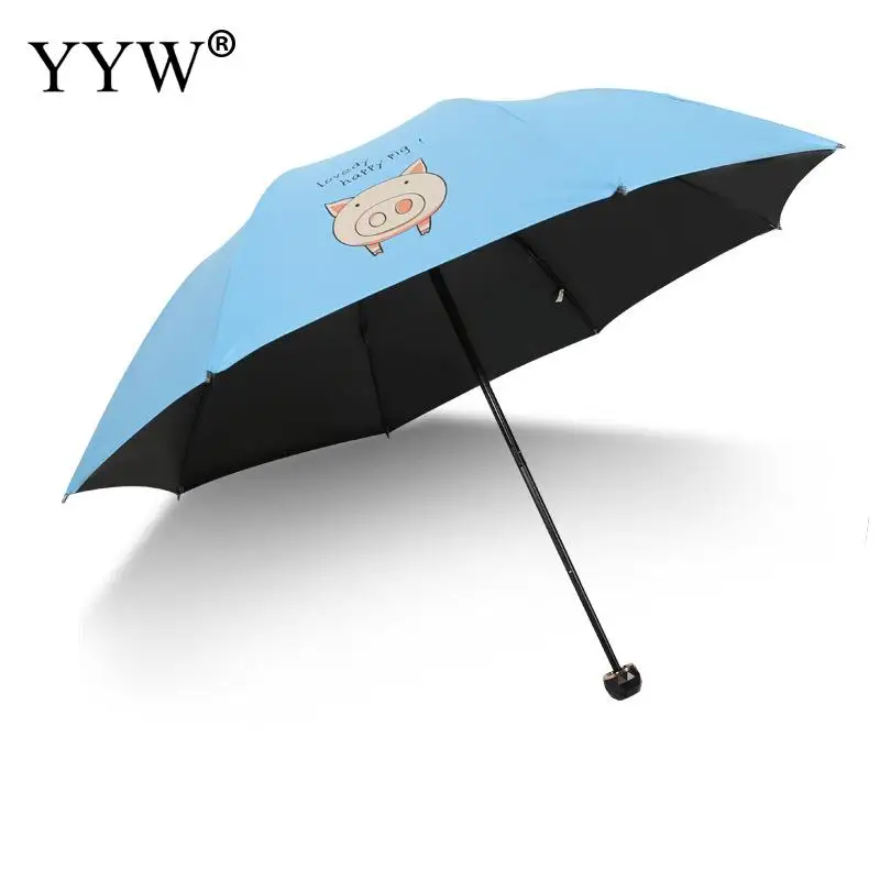 blue Cartoon Umbrella Rain Women Folding Umbrellas Female Sunny Parasol Lovely Paraguas Children'S Youth Umbrella Parapluie For Rain - Цвет: blue
