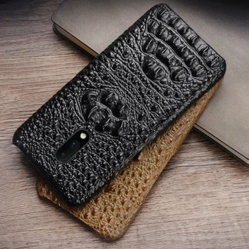 

Genuine leather Phone Case For Oneplus 6 6T 7 7T Pro Case For 3 3T 5 5T Cowhide Crocodile Head texture Back cover