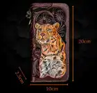 Новый мужской кошелек ручной работы, леопардовые Длинные кошельки на молнии, мужская сумка из натуральной кожи, мужские сумки для денег, вертикальный клатч - 6