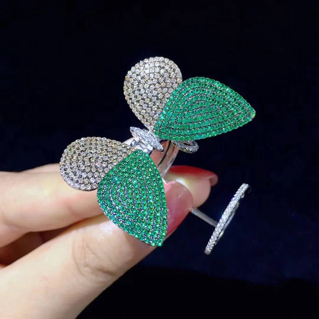 Кольцо-бабочка из стерлингового серебра 925 пробы с кубическим цирконием кольцо с изображением насекомых модное женское ювелирное коктейльное кольцо