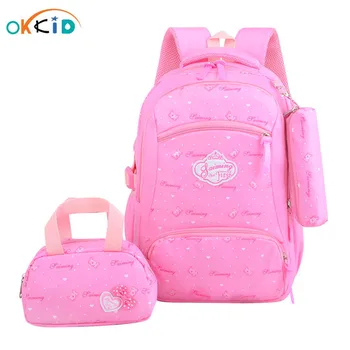 

OKKID school bags for teenage girls kids cute pink school backpack set children book bag pen pencil bag set gifts for girls