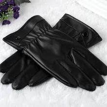 Новые зимние мужские перчатки из искусственной кожи, модные бархатные перчатки с сенсорным экраном, ветрозащитные перчатки для велоспорта, черные теплые уличные перчатки