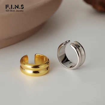 

F.I.N.S 1Piece Korea Fashion Simple S925 Sterling Silver Glossy Geometric Ear Clip No Pierced Convex Ear Cartilage Fine Jewelry