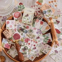 Autocollant de scellage de fleurs Vintage, étiquette décorative en papier, esthétique, pour bricolage, Scrapbooking, décoration pour Album journal intime, 46 pièces/paquet 