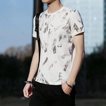 

ZHIJING Half Sleeve T-shirt Men's Crew Neck Short-sleeved Top T-shirt Trend Korean-style Slim Fit Base Shirt T-shirt